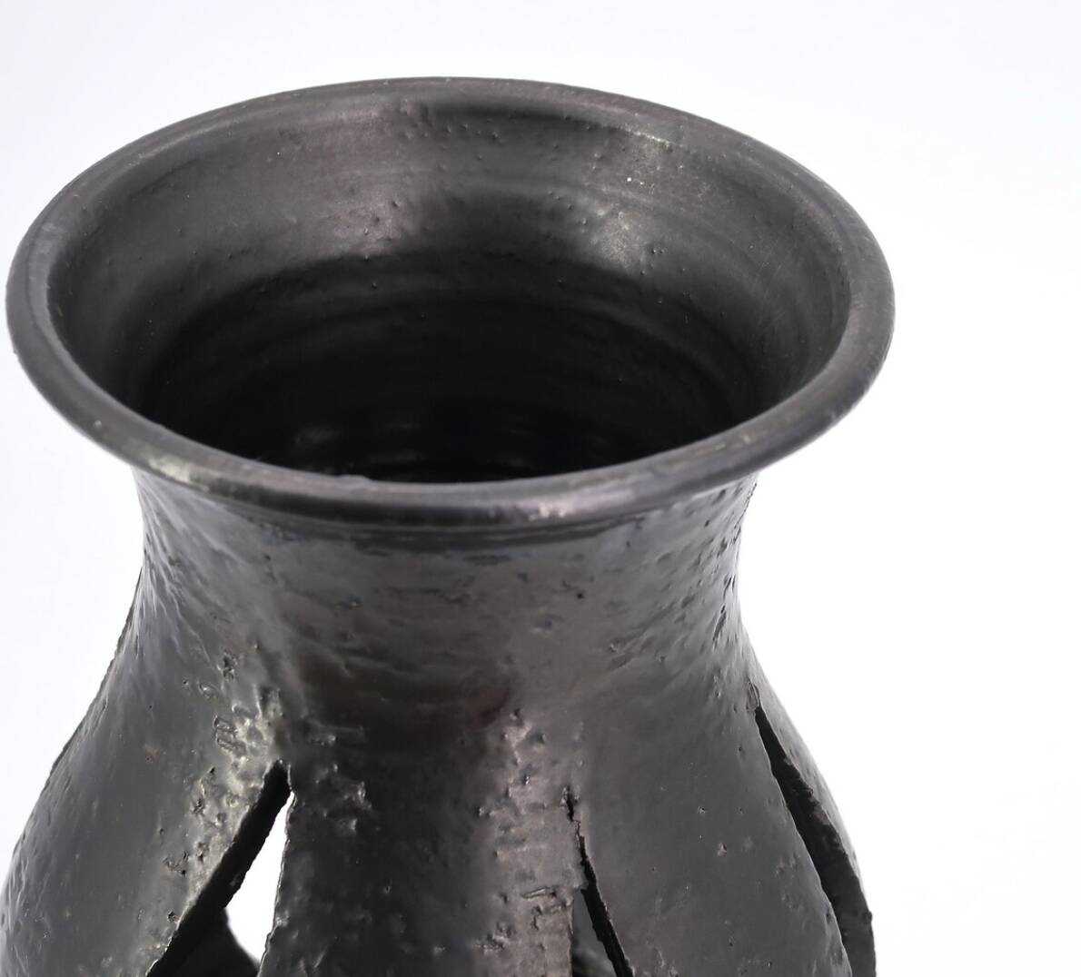 Black ceramic candle holder by Jean Marais, Vallauris, 1960s