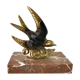 Marble swallow and brass paperweight