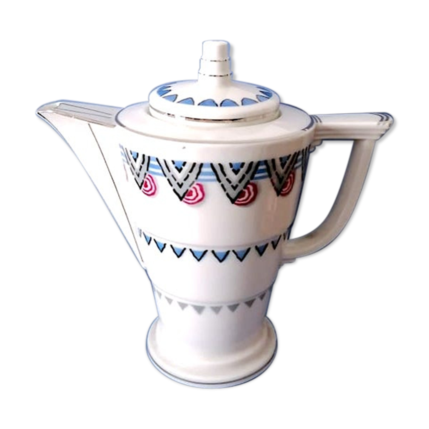 Limoges porcelain teapot with geometric décor