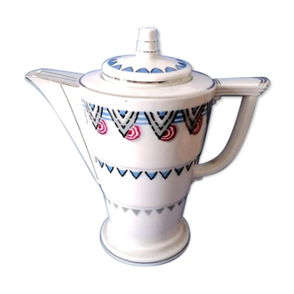 Théière en porcelaine de Limoges à décor géométrique