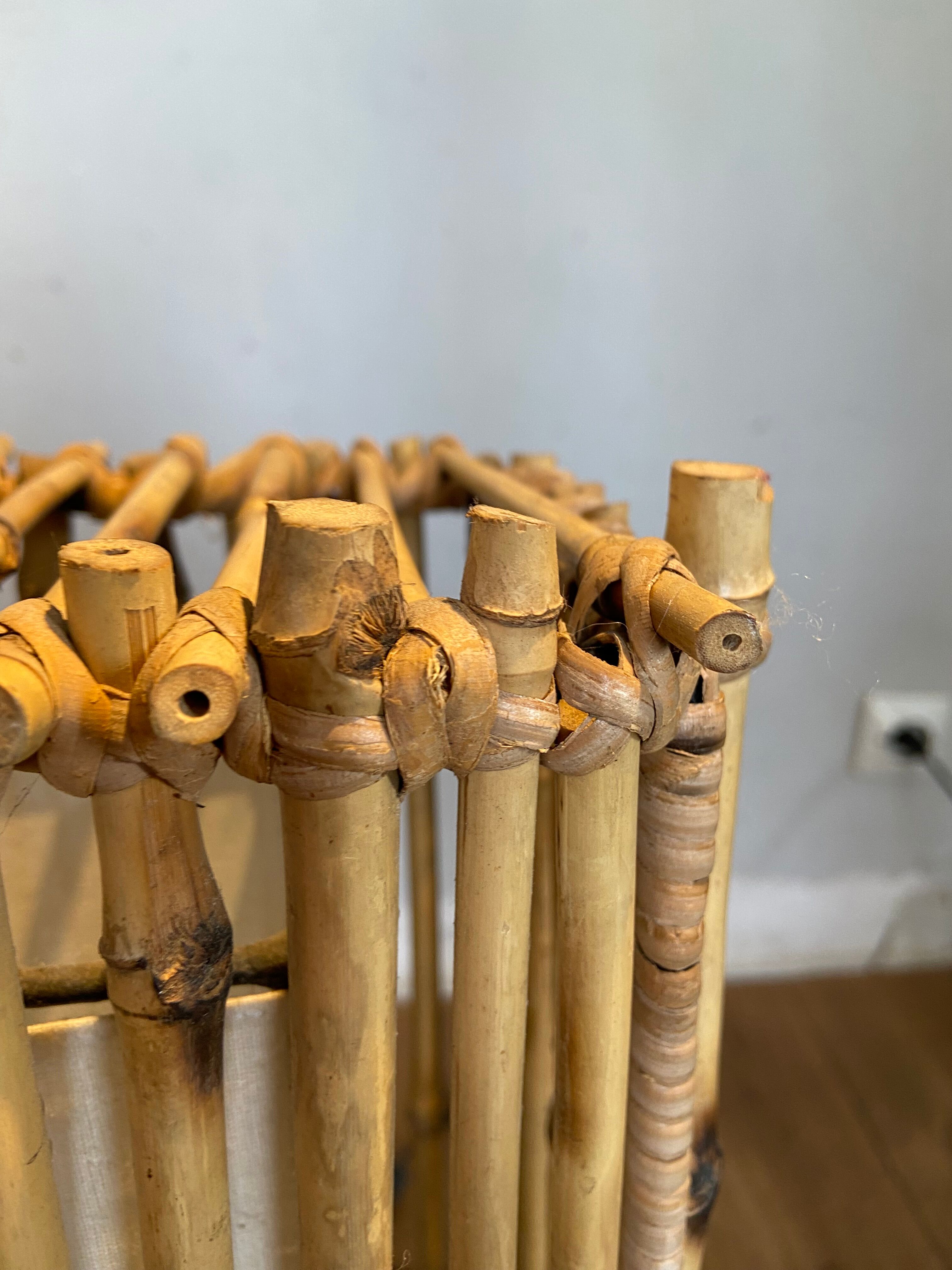 Pair of bamboo and canvas lamps year 70-80