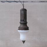 Antique xxl metal and glass pendant light