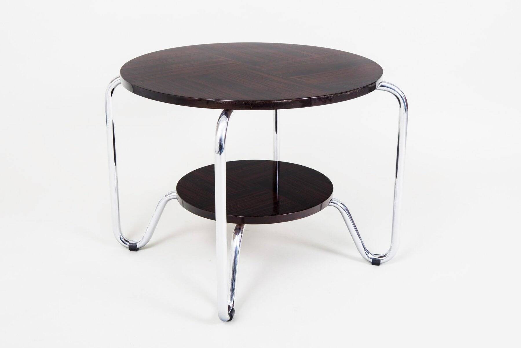 Bauhaus Coffee Table in Chrome and Macassar from Kovona, 1950s