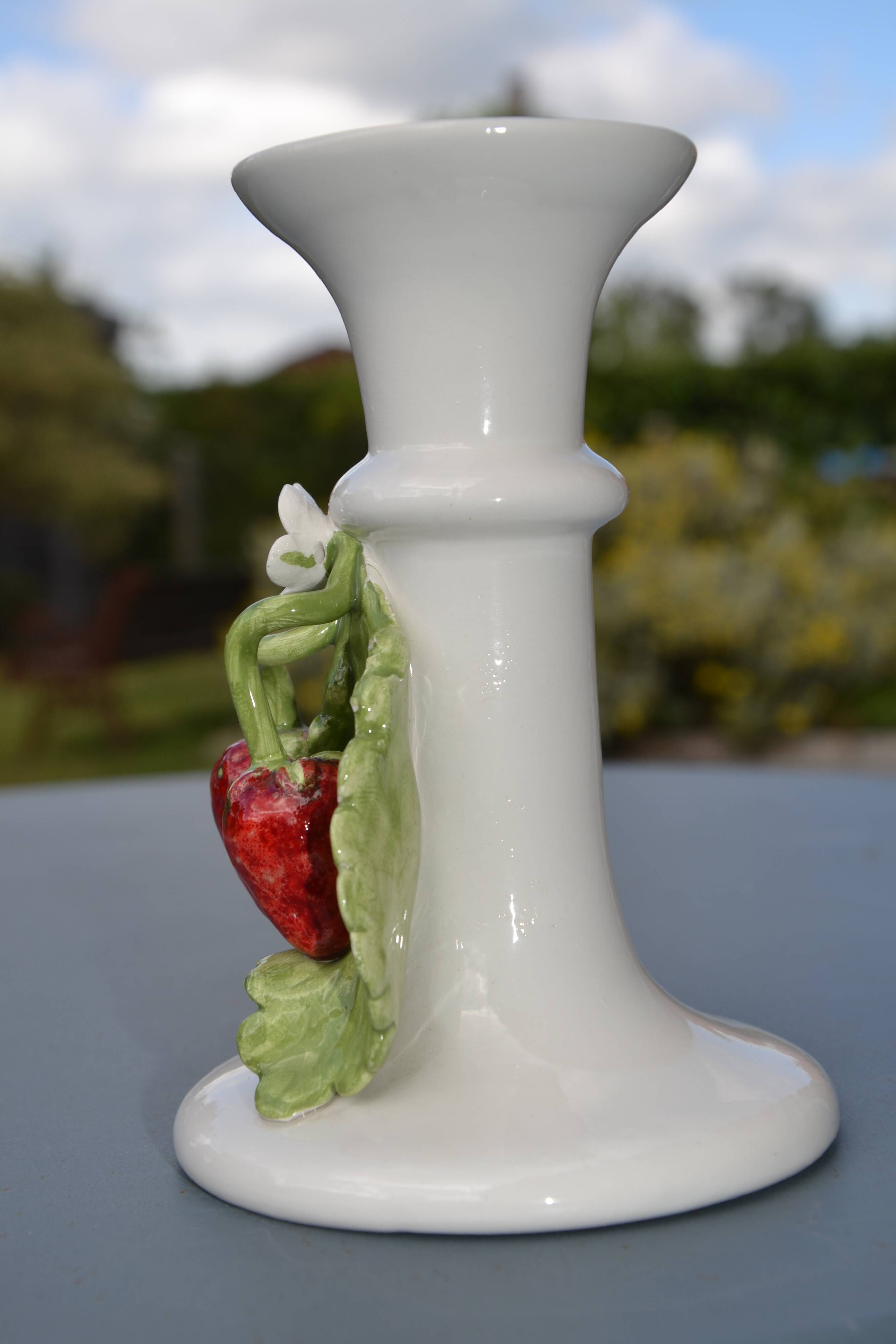 Strawberry earthenware candlestick
