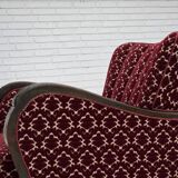 1960s, Danish armchair, cherry-red furniture velour, oak wood.