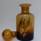 Decorated and signed perfume bottle, brown glass, painted "by hand Clary Paris"