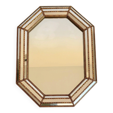 Octagonal Venetian Modern Hollywood Regency Mirror, Handmade in Spain, 1980