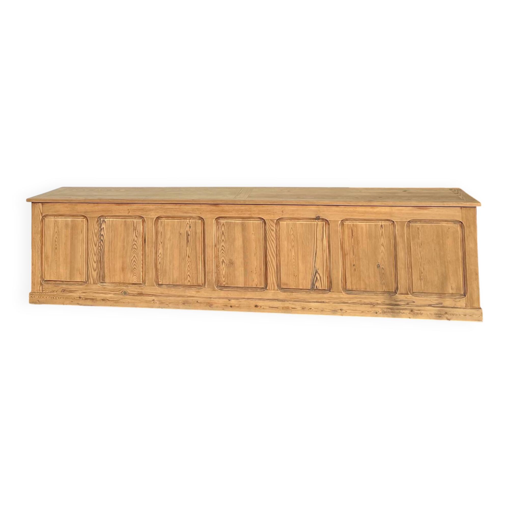 Large antique counter - solid raw wood tradesman's furniture