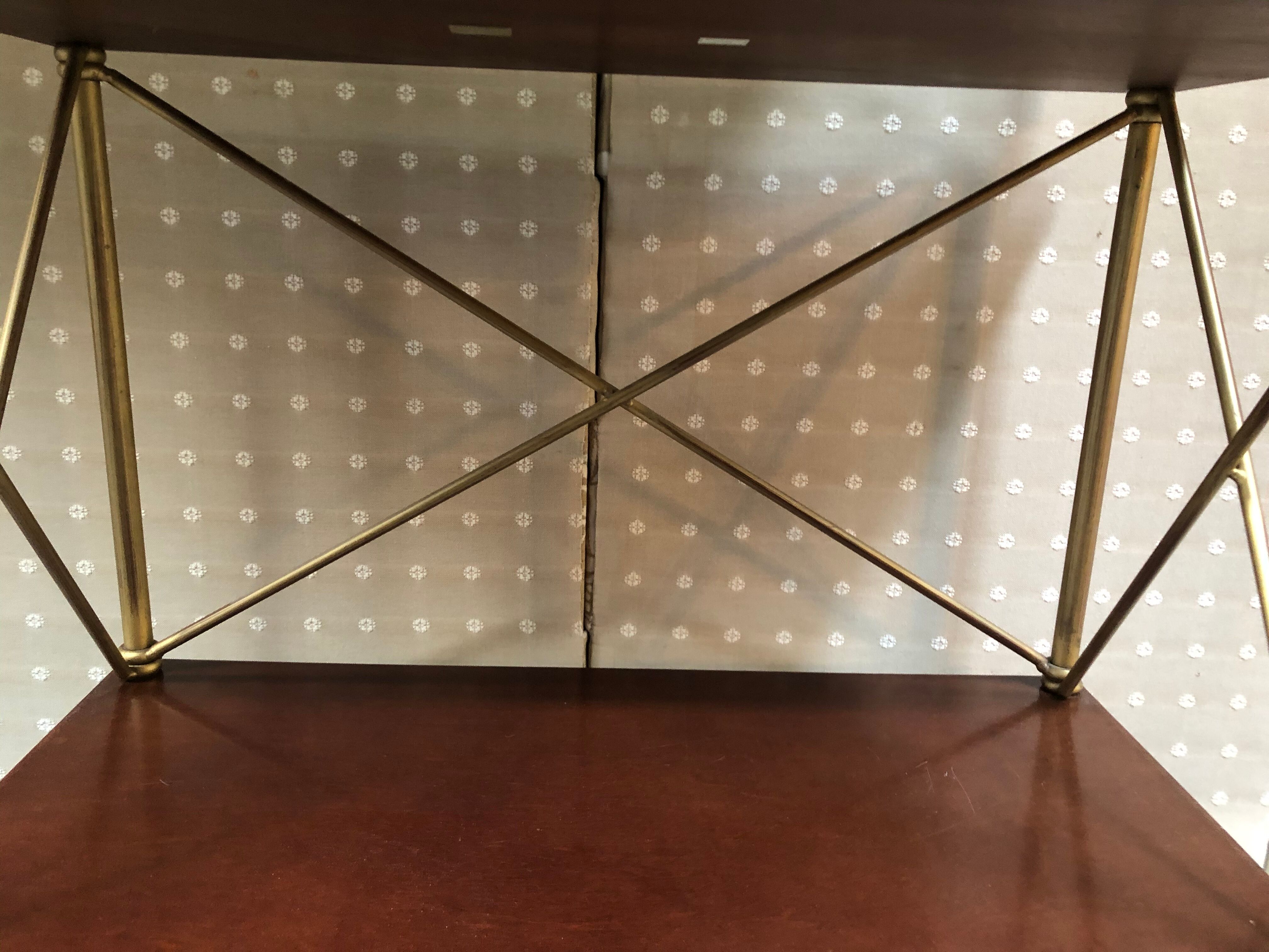 Mahogany and gold metal shelf