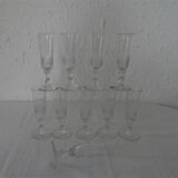 10 Louis Philippe flutes elegant old blown glasses bulled