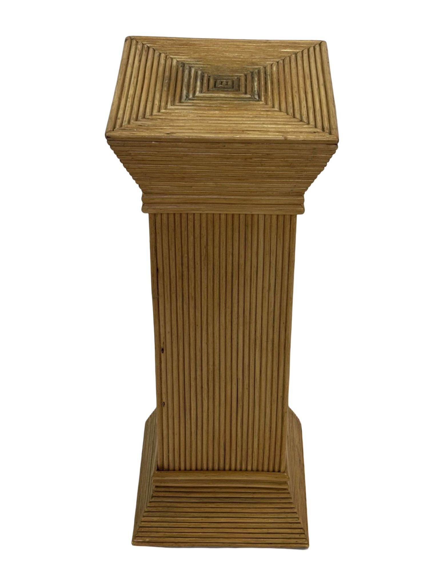 Vintage column vase in rattan, boho bamboo pillar from the 70s, McGuire in rattan.