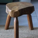 Brutalist stool in solid elm