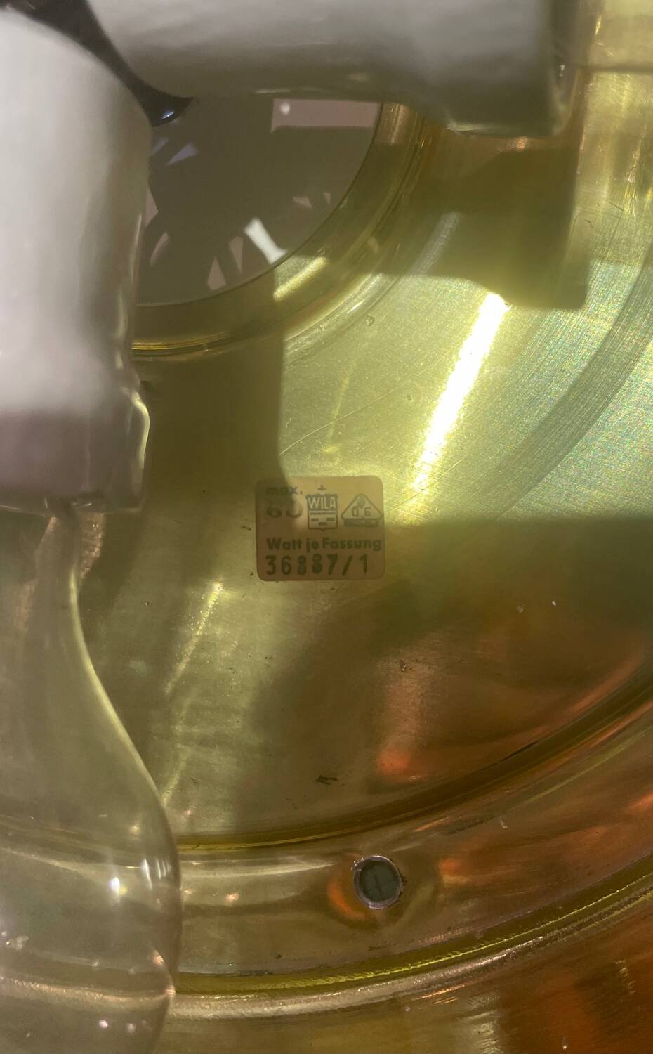 Plafonnier doré en verre de Murano années 70