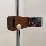 Chrome and wood floor lamp
