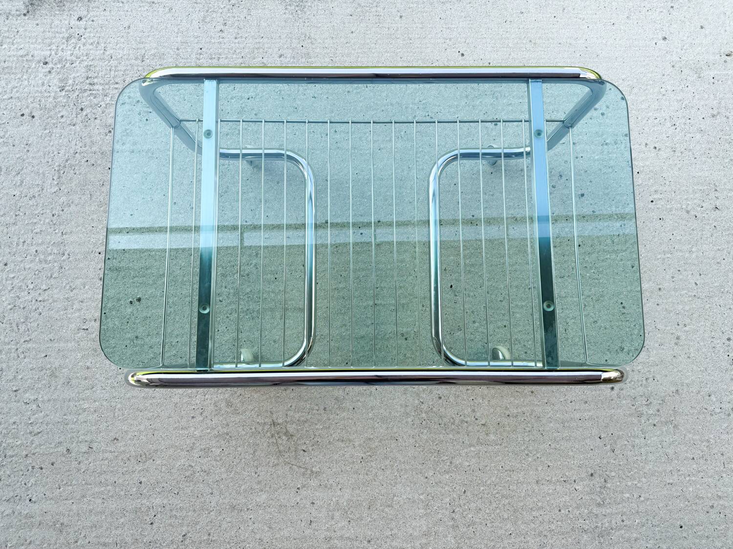 70s chrome and glass tubular frame coffee table