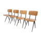 Ensemble de quatre chaises d'école vintage Marko Holland du style Friso Kramer des années 60