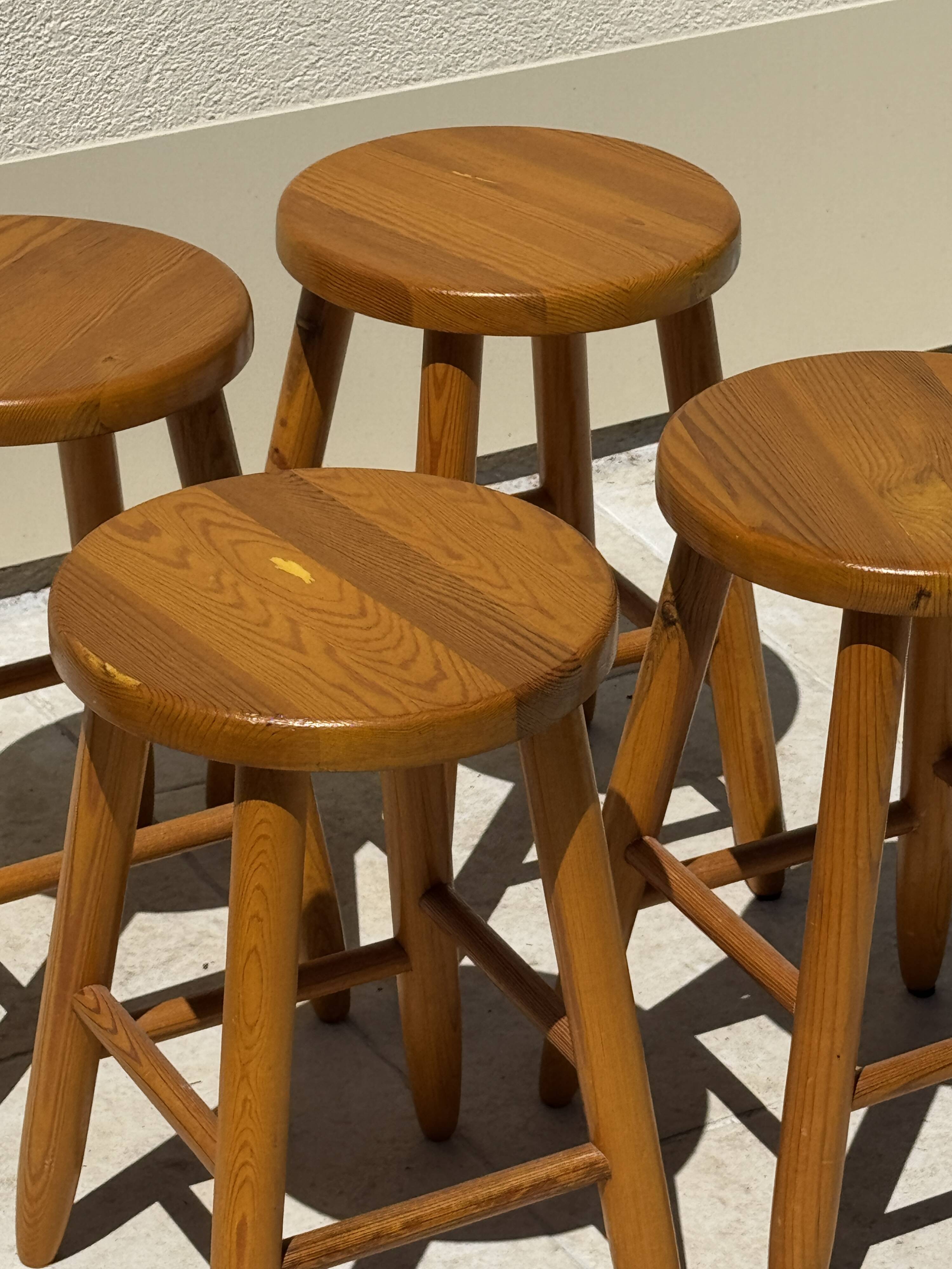 Vintage four-legged pine stool