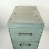 Antique Vintage Industrial 20th Century Light Blue Chest Of 3 Drawers