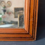 Large rectangular antique wall mirror in vintage wood, 1930