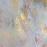 Toile d'art abstrait moderne or et nude rose acrylique Some Day Soon  50 x 70cm, pièce unique