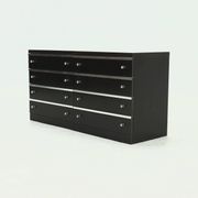 Pair Chest of Drawers in Ebonized Wood with Aluminium Accents 1980s