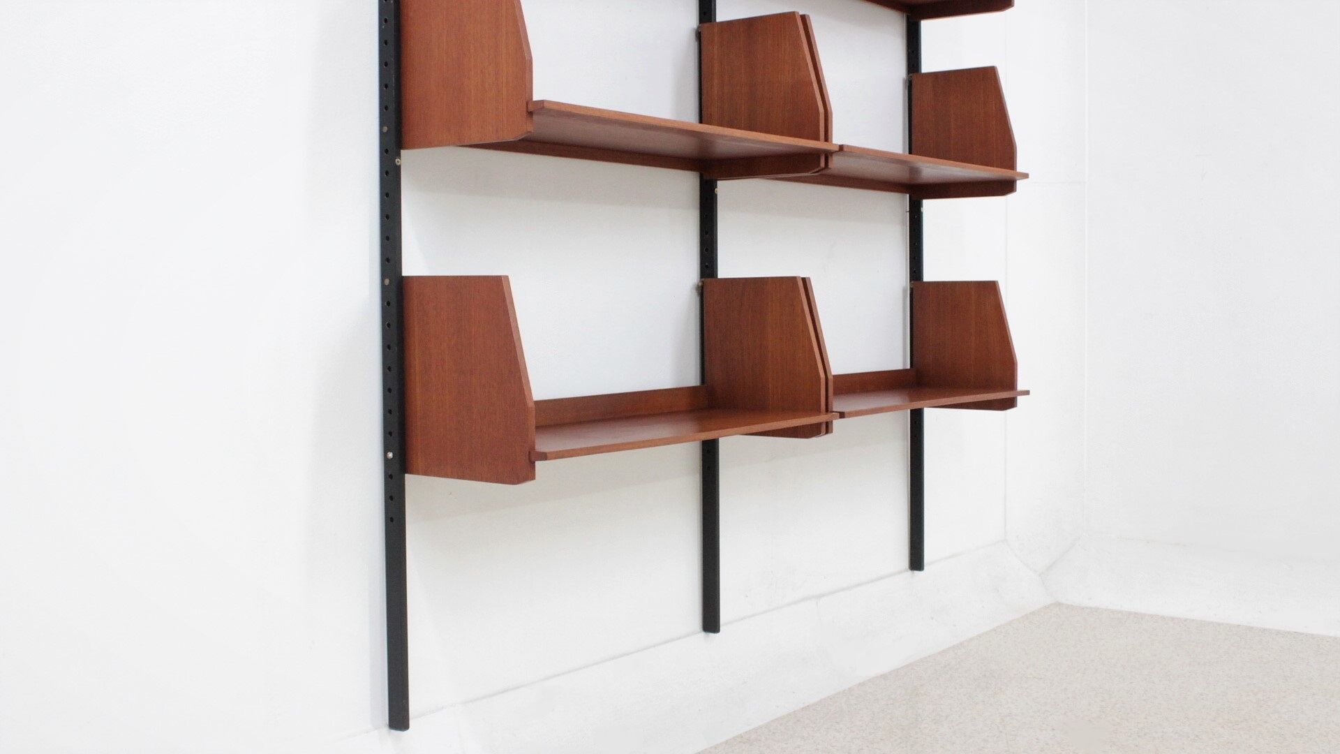 Mid century teak wall shelving unit 1950s