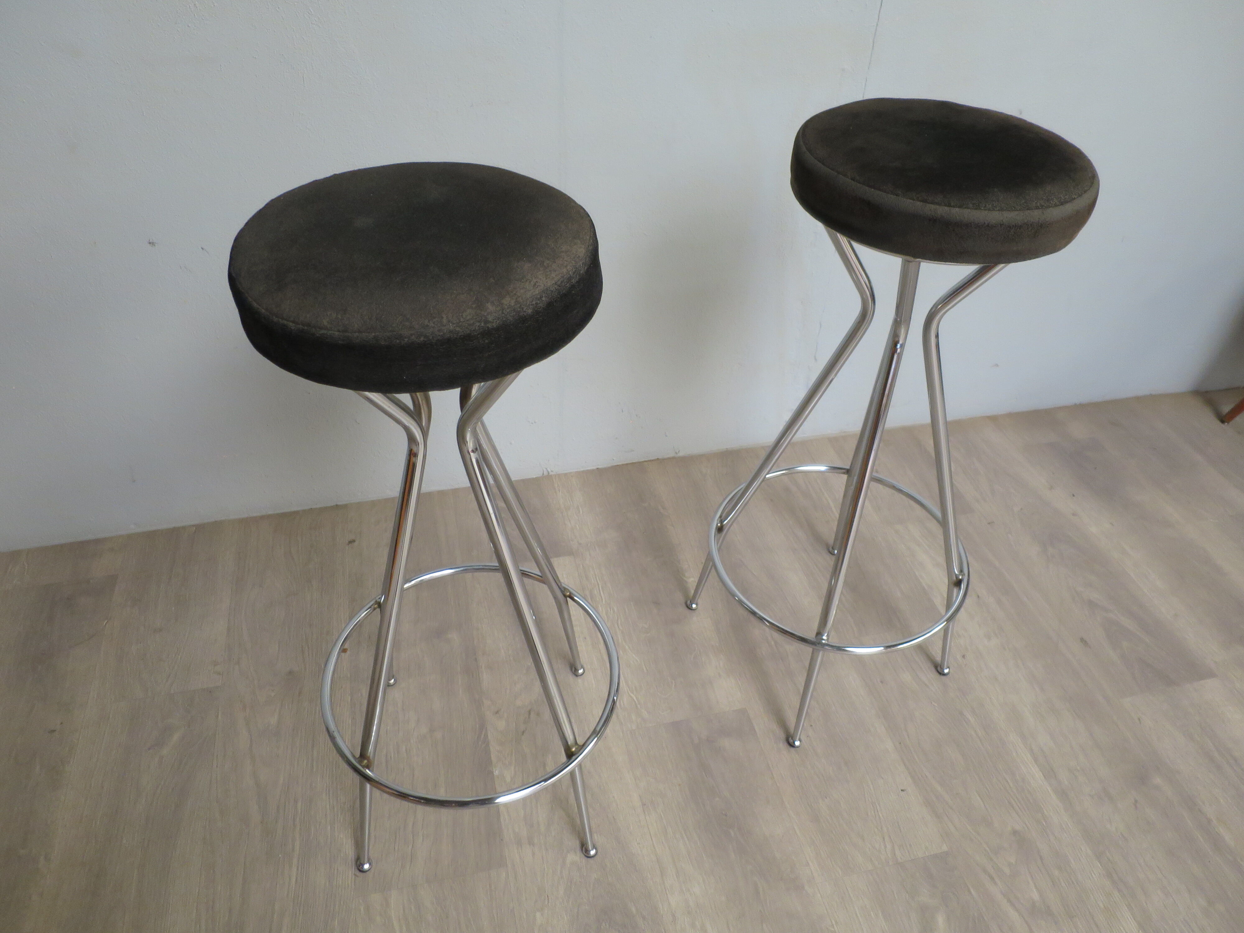 Pair of 60s chrome designer stools
