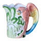 Vintage carafe in animal-shaped barbotine, parrot Ara.