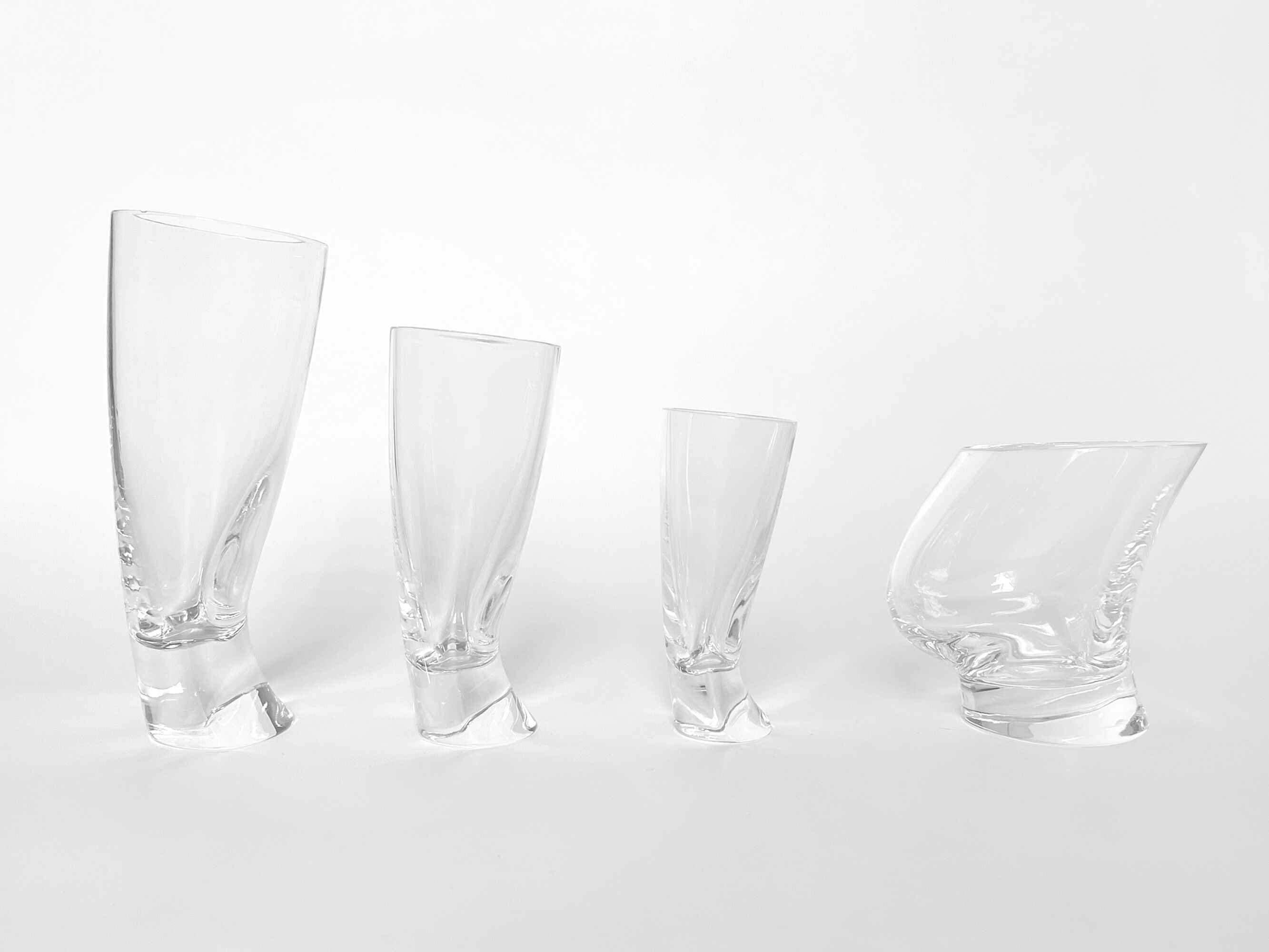 6 verres à liqueur 'Touch Glass' par Angelo Mangiarotti pour Cristalleria Colle 1991