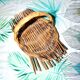 Vintage basket with handle in woven rattan 1960-1970 hippie chic decorative pocket