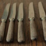 Set of 5 old knives with wooden handles