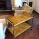 Desserte vintage en loupe d’orme 1970