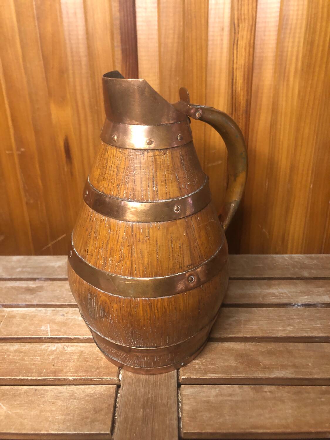 Ancien Pichet BLANCHET Bois + Cerclage Cuivre Vintage