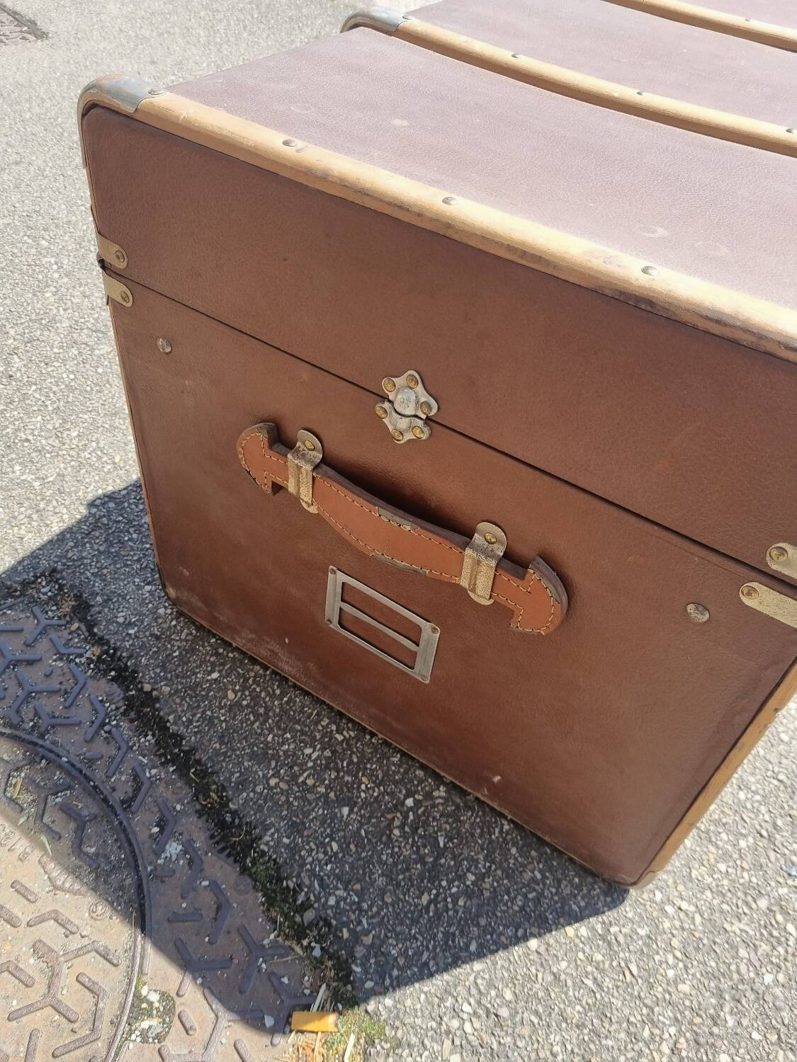 Old antique travel trunk