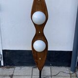 Vintage italian double lamp on a organic oak wood base
