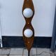 Vintage italian double lamp on a organic oak wood base