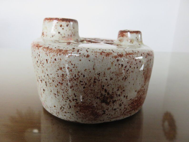 Pique flowers 60s 70s signed ceramic vase