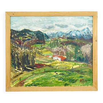 Oil painting by Alexander Michael – Landscape near Dietramszell, 1974