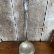Old SFAM Goldsmith's Ladle Silver Plated Metal 12G Leaf Decor #B342