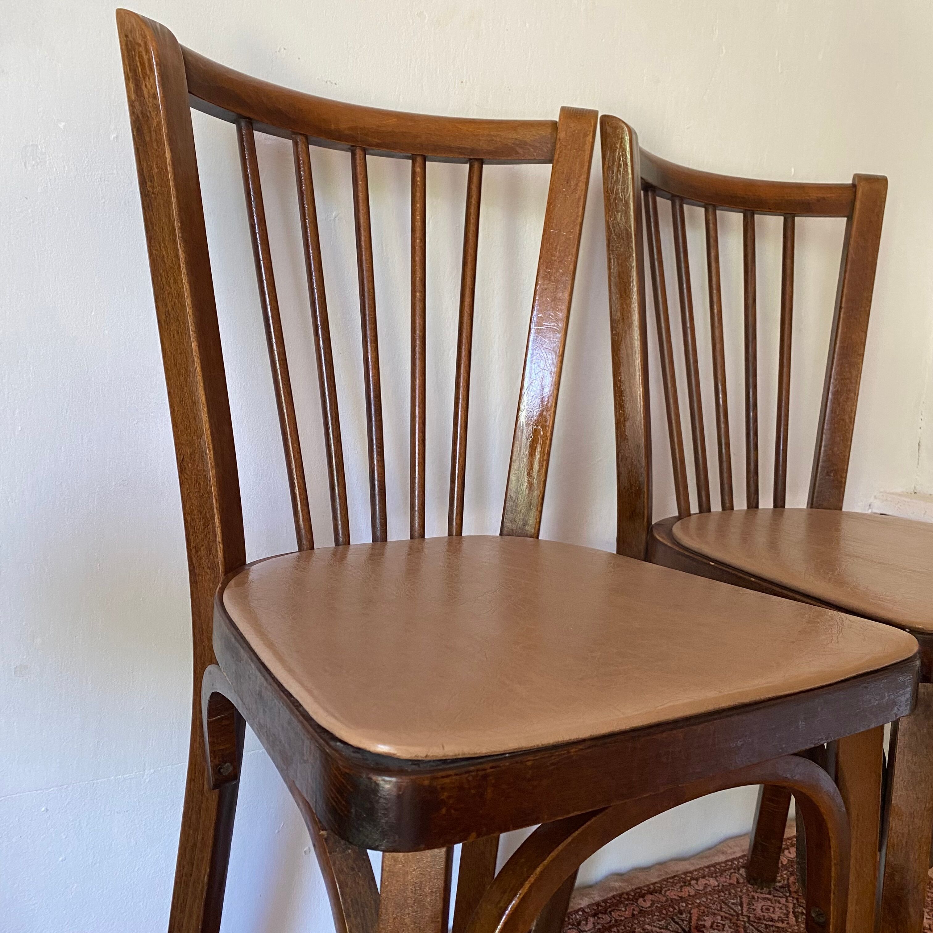 Baumann bistro chairs in wood and skaï