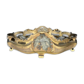 Art Nouveau jardinière in gilded bronze with holly decoration, signed E. Gros.