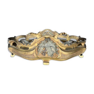 Jardinière Art Nouveau en bronze doré à décor de houx, signée E. Gros
