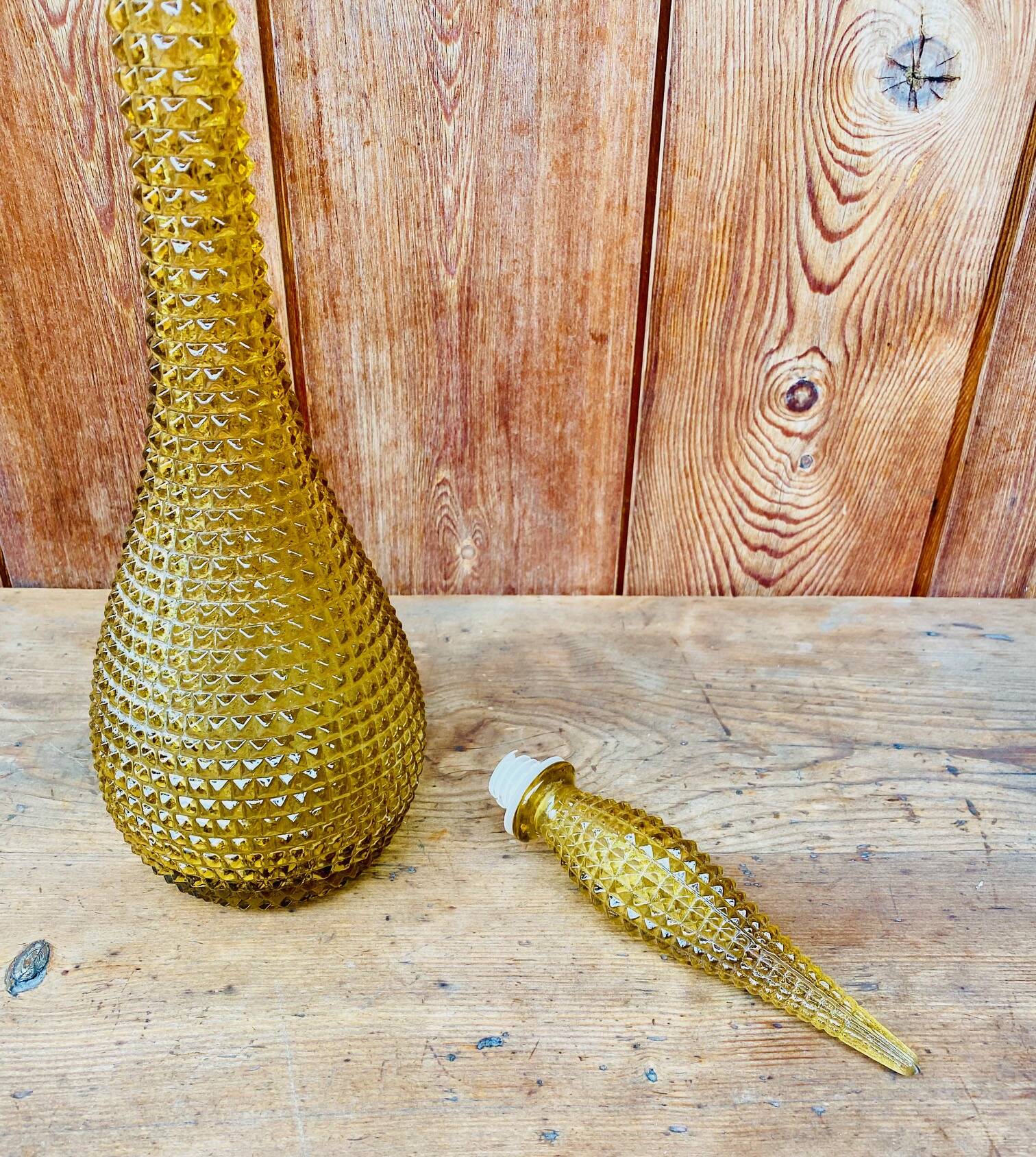 Italian carafe Empoli amber yellow 1970s