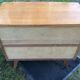 Vintage oak-plated chest of drawers and rattan with compass base as it is.