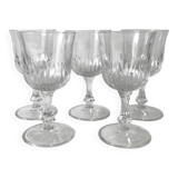 Set of 5 1920s style ribbed glass wine glasses