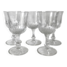 Set of 5 1920s style ribbed glass wine glasses