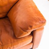 Three-seater sofa in cognac-colored leather produced by De Sede. Model DS-17/123, Switzerland, 2000s