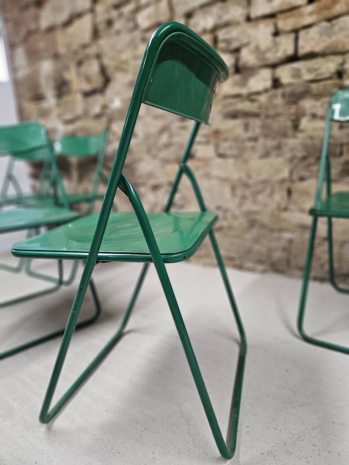 Lot de 6 chaises verte de terrasse pliables