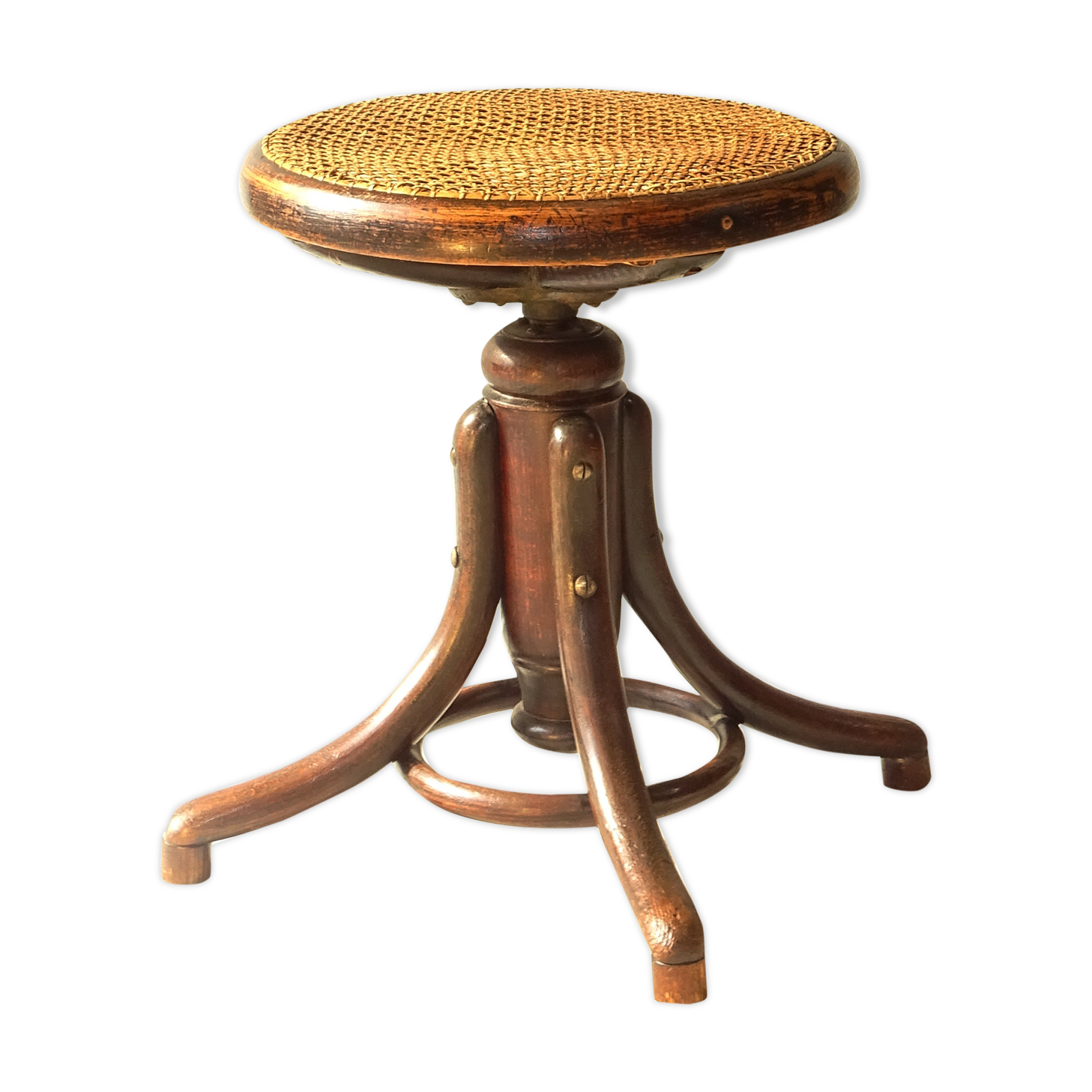 Thonet 1890 piano stool, canna