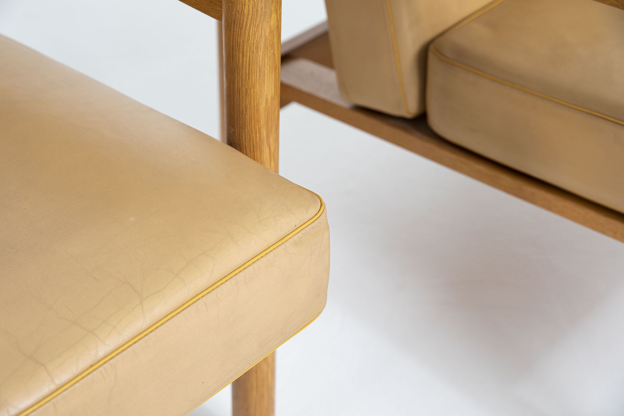 Pair of Oak and Leather Armchairs by Uluv Krasna Jizba, 1960s